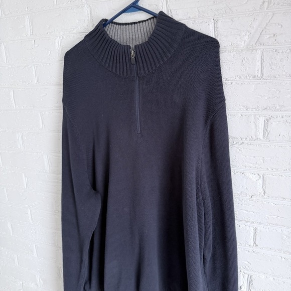 Men's Eddie Bauer 3XL Long Sleeve Pullover Fleece 1/4 Zip Navy Blue - Picture 2 of 8